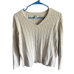 Croft‎ And Barrow Cable Knot Sweater Cream Fleck -Large